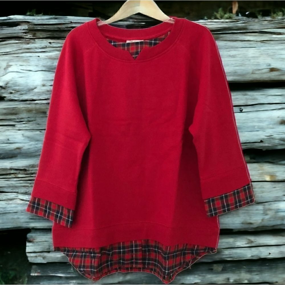 Denim Moves Faux Layered Plaid Sweatshirt Size 4XL New in package